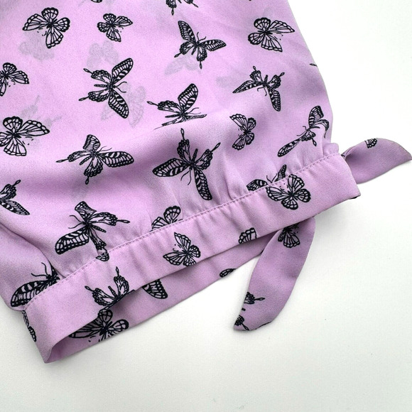 CATHERINES Womens 1X Lavender Purple Butterfly Button Up Collar Blouse Top Shirt - Picture 4 of 9
